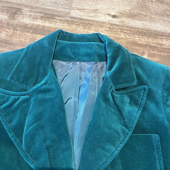 VIntage Blazer Womens 7/8 Green Velvet Mark Hober 70s Prep Royal Irish Christmas - Picture 9 of 15